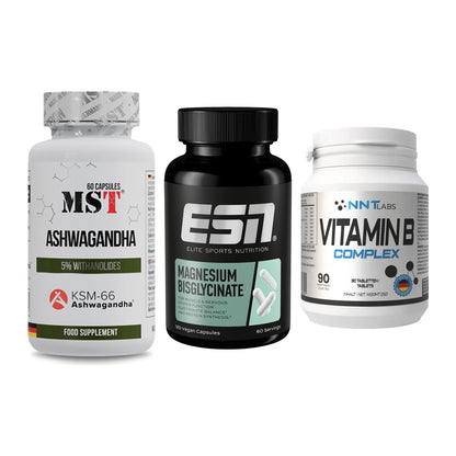 Stress & Balance: MST Ashwagandha + ESN Magnesium + NNT Vitamin B – alle enthaltenen Artikel