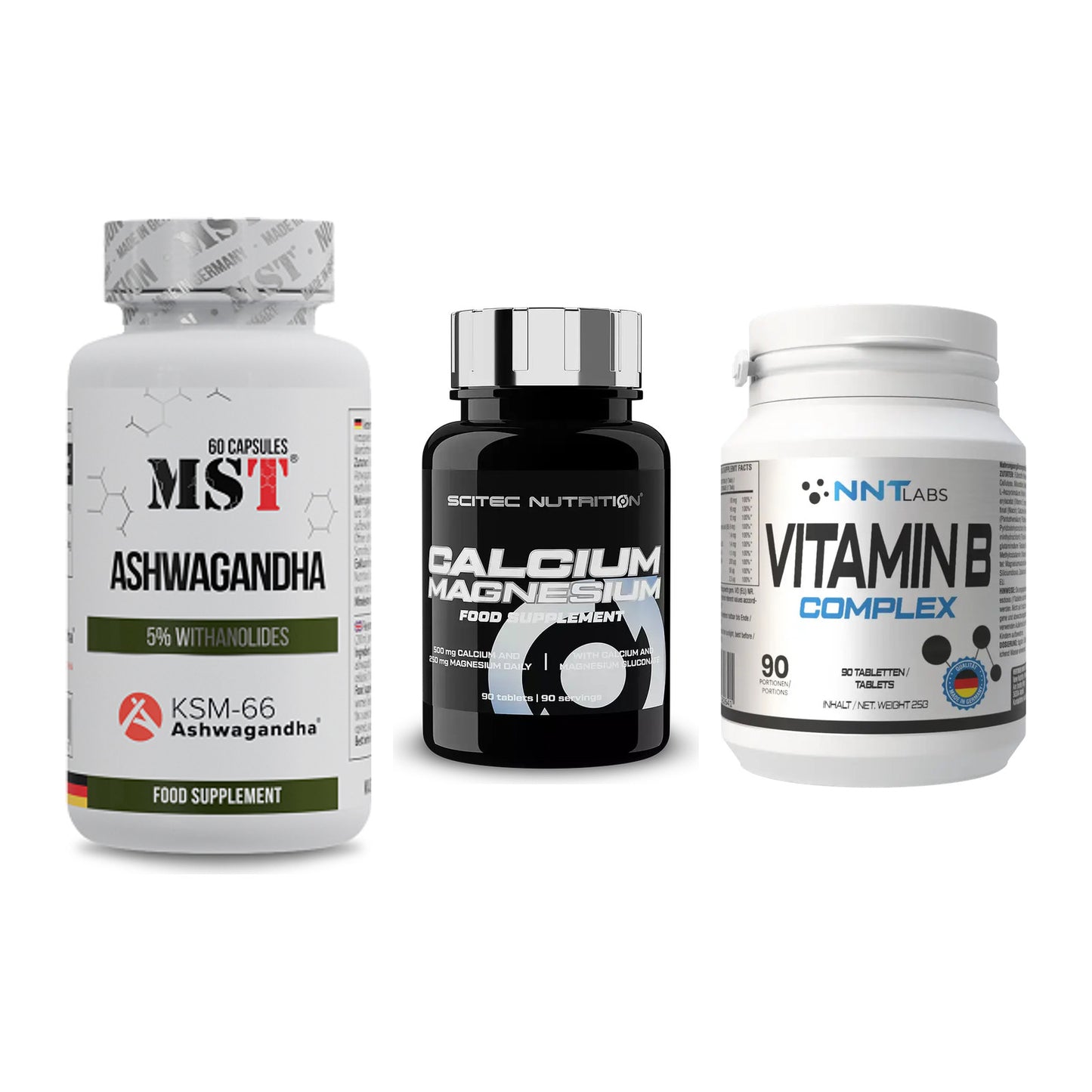Stress & Balance: MST Ashwagandha + Scitec Calcium + NNT Vitamin B – alle enthaltenen Artikel