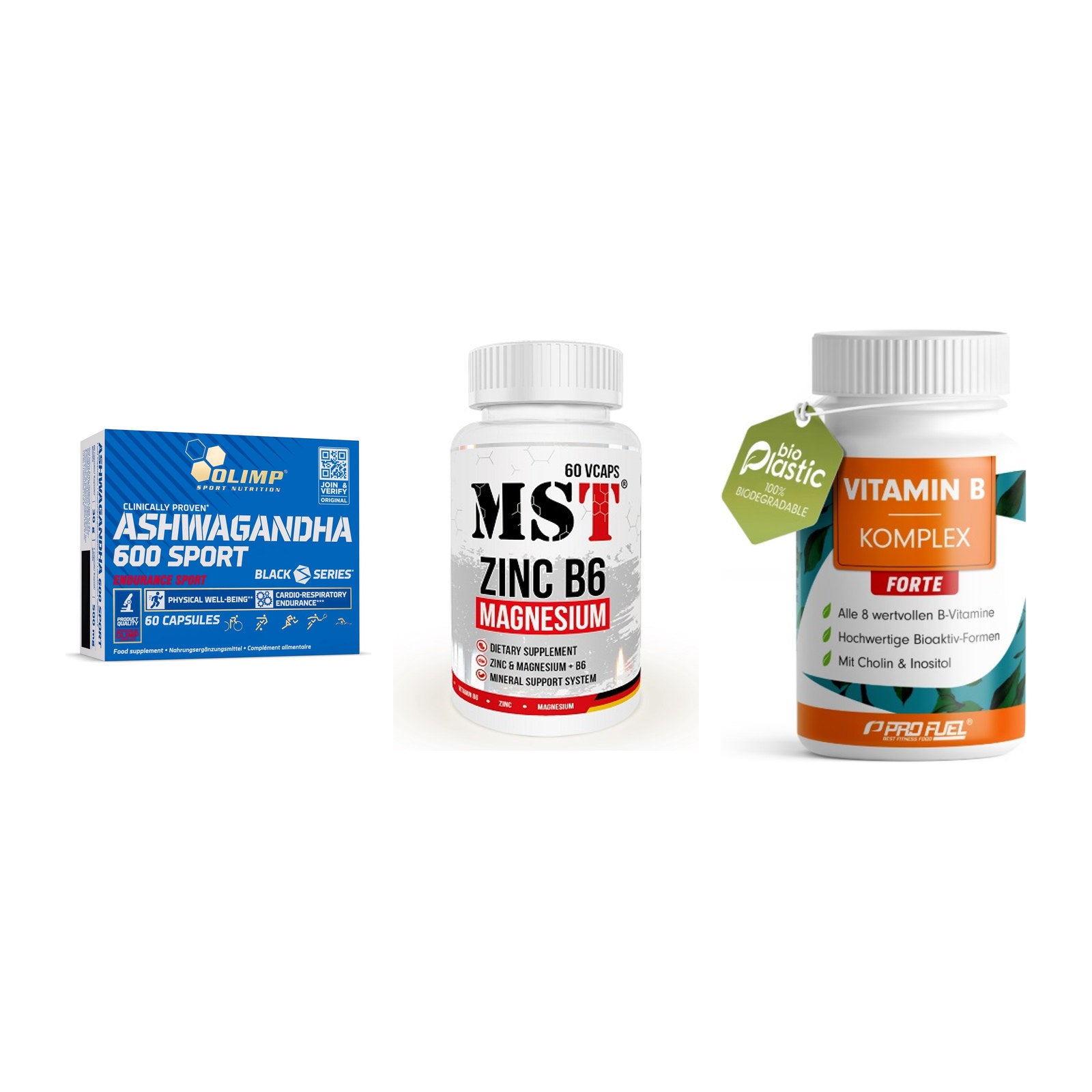 Stress & Balance: Olimp Ashwagand + MST Zinc + ProFuel Vitamin – alle enthaltenen Artikel