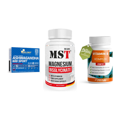 Stress & Balance: Olimp Ashwagand + MST Magnesium + ProFuel Vitamin – alle enthaltenen Artikel