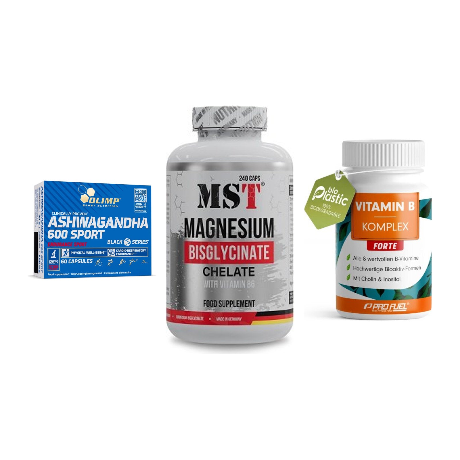 Stress & Balance: Olimp Ashwagand + MST Magnesium + ProFuel Vitamin – alle enthaltenen Artikel