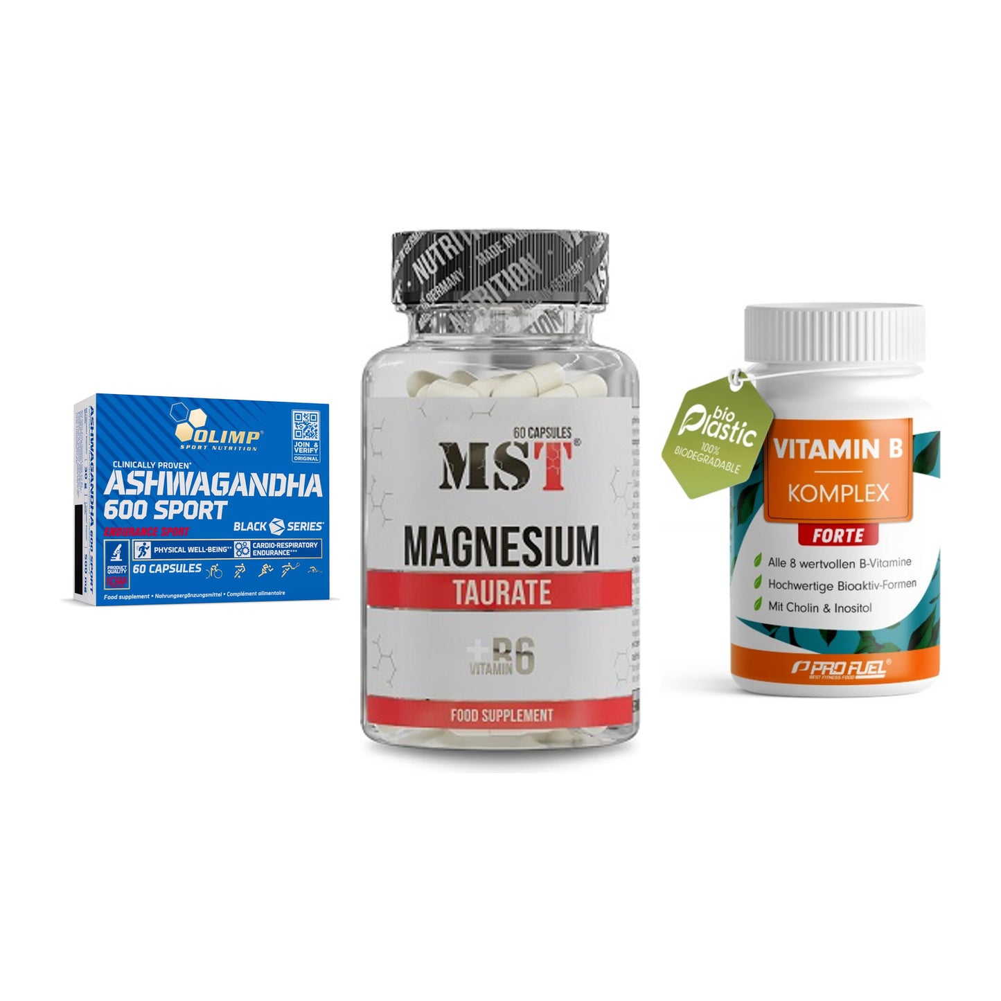 Stress & Balance: Olimp Ashwagand + MST Magnesium + ProFuel Vitamin – alle enthaltenen Artikel