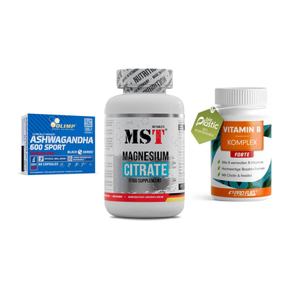 Stress & Balance: Olimp Ashwagand + MST Magnesium + ProFuel Vitamin – alle enthaltenen Artikel