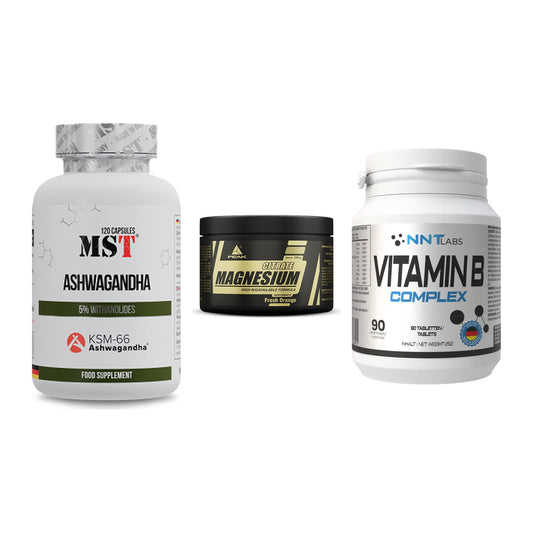 Stress & Balance: MST Ashwagandha + Peak Magnesium + NNT Vitamin B – alle enthaltenen Artikel
