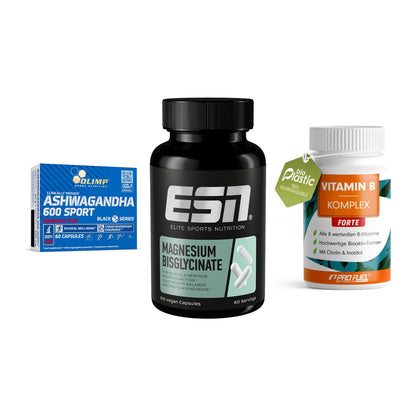 Stress & Balance: Olimp Ashwagand + ESN Magnesium + ProFuel Vitamin – alle enthaltenen Artikel