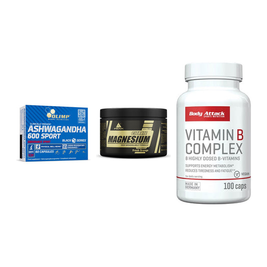 Stress & Balance: Olimp Ashwagand + Peak Magnesium + Body Attack – alle enthaltenen Artikel