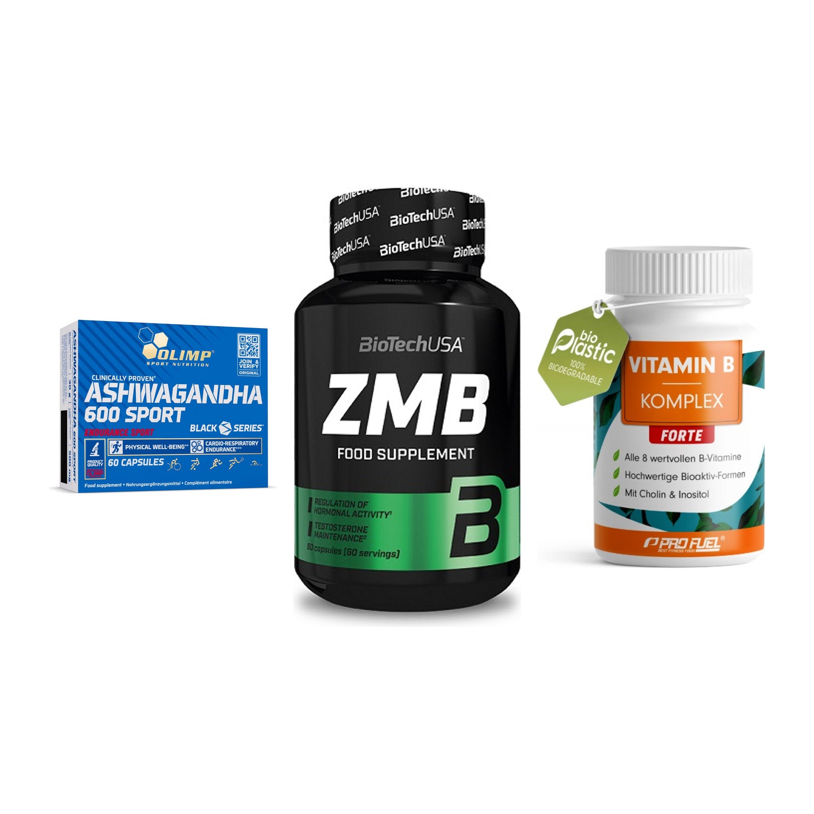 Stress & Balance: Olimp Ashwagand + BioTech ZMB + ProFuel Vitamin – alle enthaltenen Artikel