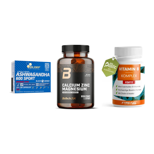 Stress & Balance: Olimp Ashwagand + BioTech Calcium + ProFuel Vitamin – alle enthaltenen Artikel