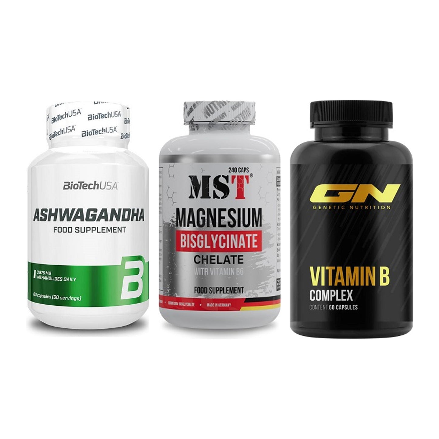 Stress & Balance: BioTech Ashwaga + MST Magnesium + GN Vitamin – alle enthaltenen Artikel