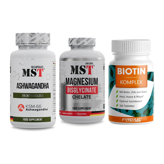 Stress & Balance: MST Ashwagandha + MST Magnesium + ProFuel BIOTIN – alle enthaltenen Artikel