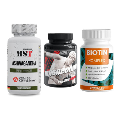 Stress & Balance: MST Ashwagandha + Big Zone + ProFuel BIOTIN – alle enthaltenen Artikel