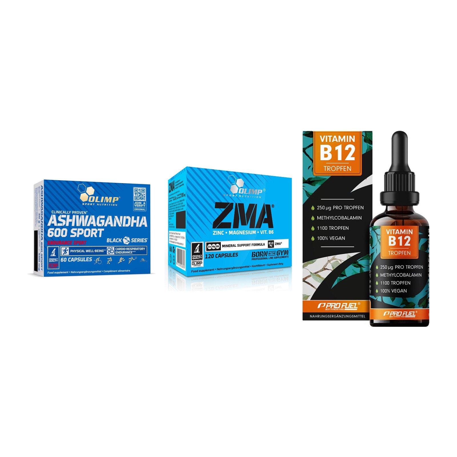 Stress & Balance: Olimp Ashwagand + Olimp ZMA + ProFuel Vitamin – alle enthaltenen Artikel