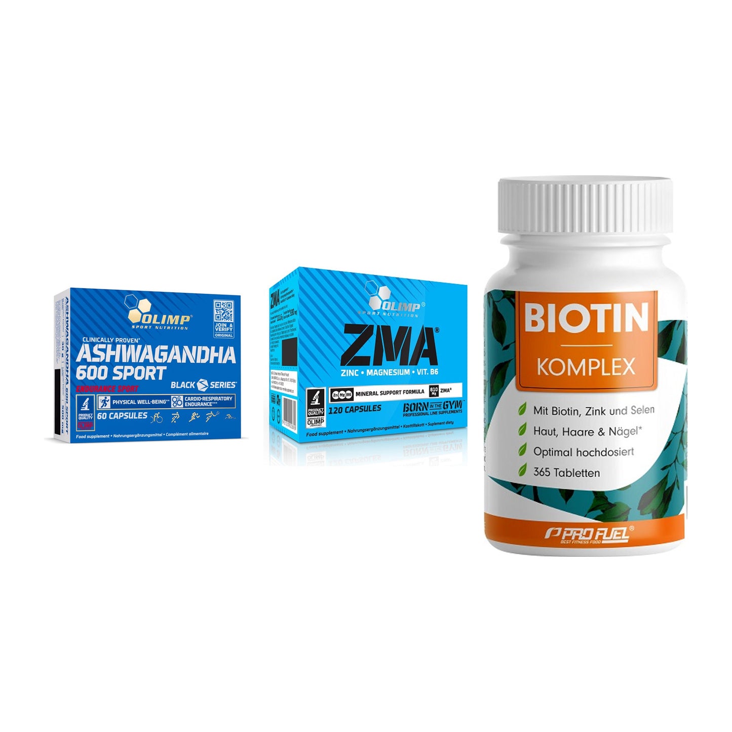 Stress & Balance: Olimp Ashwagand + Olimp ZMA + ProFuel BIOTIN – alle enthaltenen Artikel