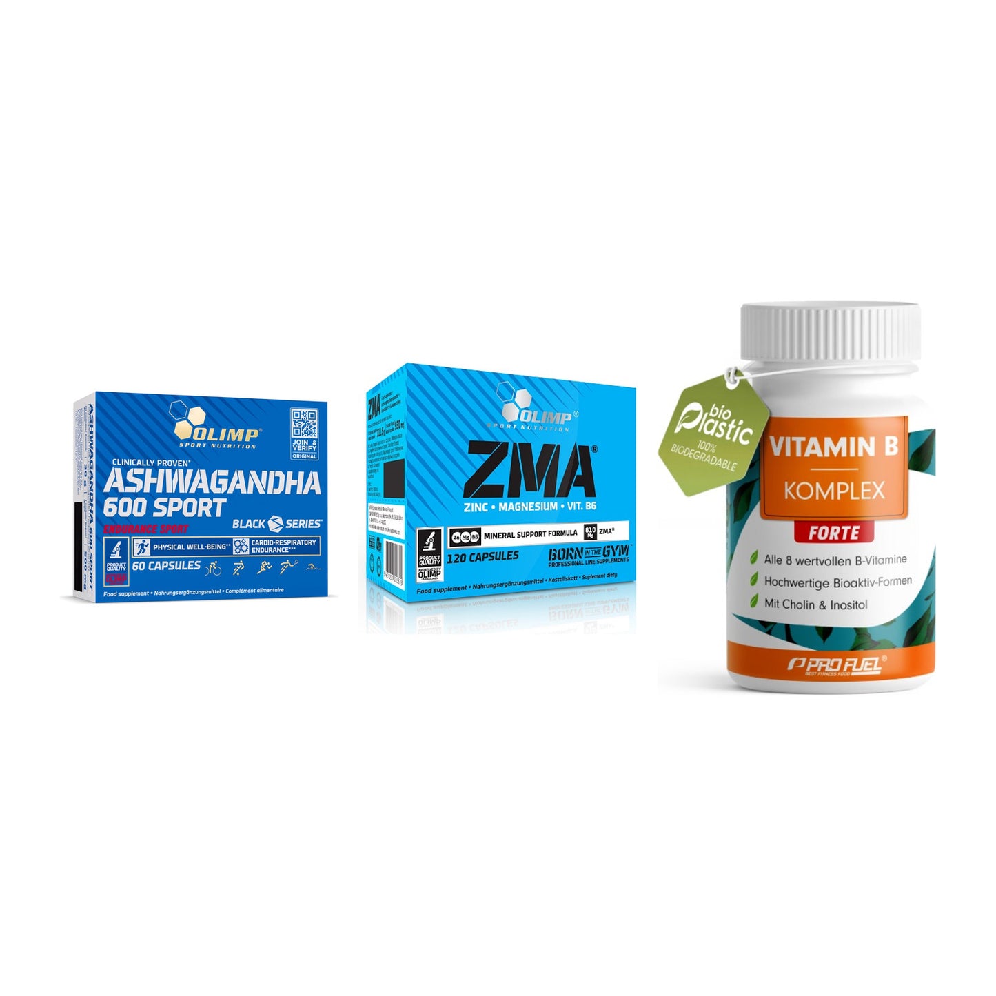 Stress & Balance: Olimp Ashwagand + Olimp ZMA + ProFuel Vitamin – alle enthaltenen Artikel