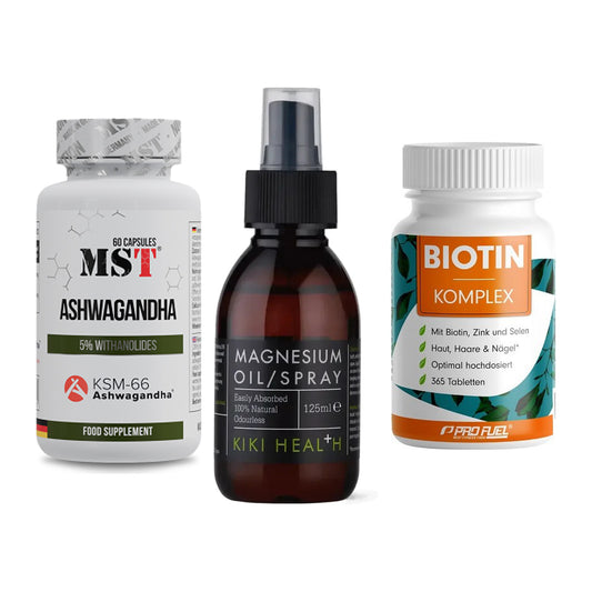 Stress & Balance: MST Ashwagandha + KIKI Health + ProFuel BIOTIN – alle enthaltenen Artikel