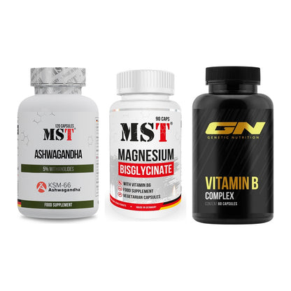 Stress & Balance: MST Ashwagandha + MST Magnesium + GN Vitamin – alle enthaltenen Artikel