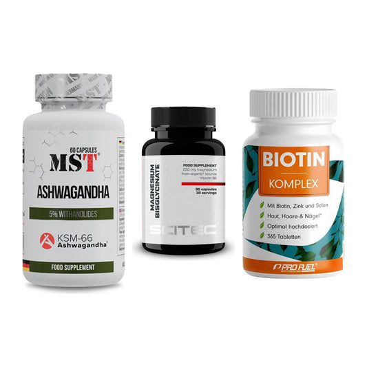 Stress & Balance: MST Ashwagandha + Scitec Magnesiu + ProFuel BIOTIN – alle enthaltenen Artikel