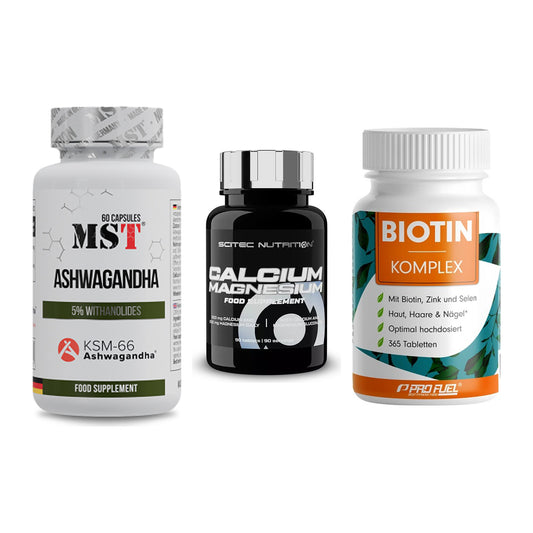 Stress & Balance: MST Ashwagandha + Scitec Calcium + ProFuel BIOTIN – alle enthaltenen Artikel