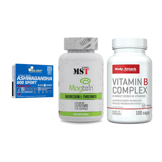 Stress & Balance: Olimp Ashwagand + MST Magnesium + Body Attack – alle enthaltenen Artikel