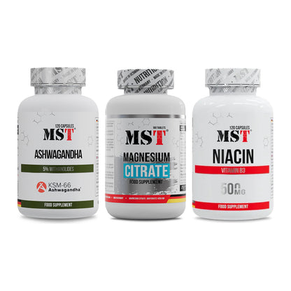 MST Stress & Balance: Ashwagandha + Magnesium + Niacin – alle enthaltenen Artikel