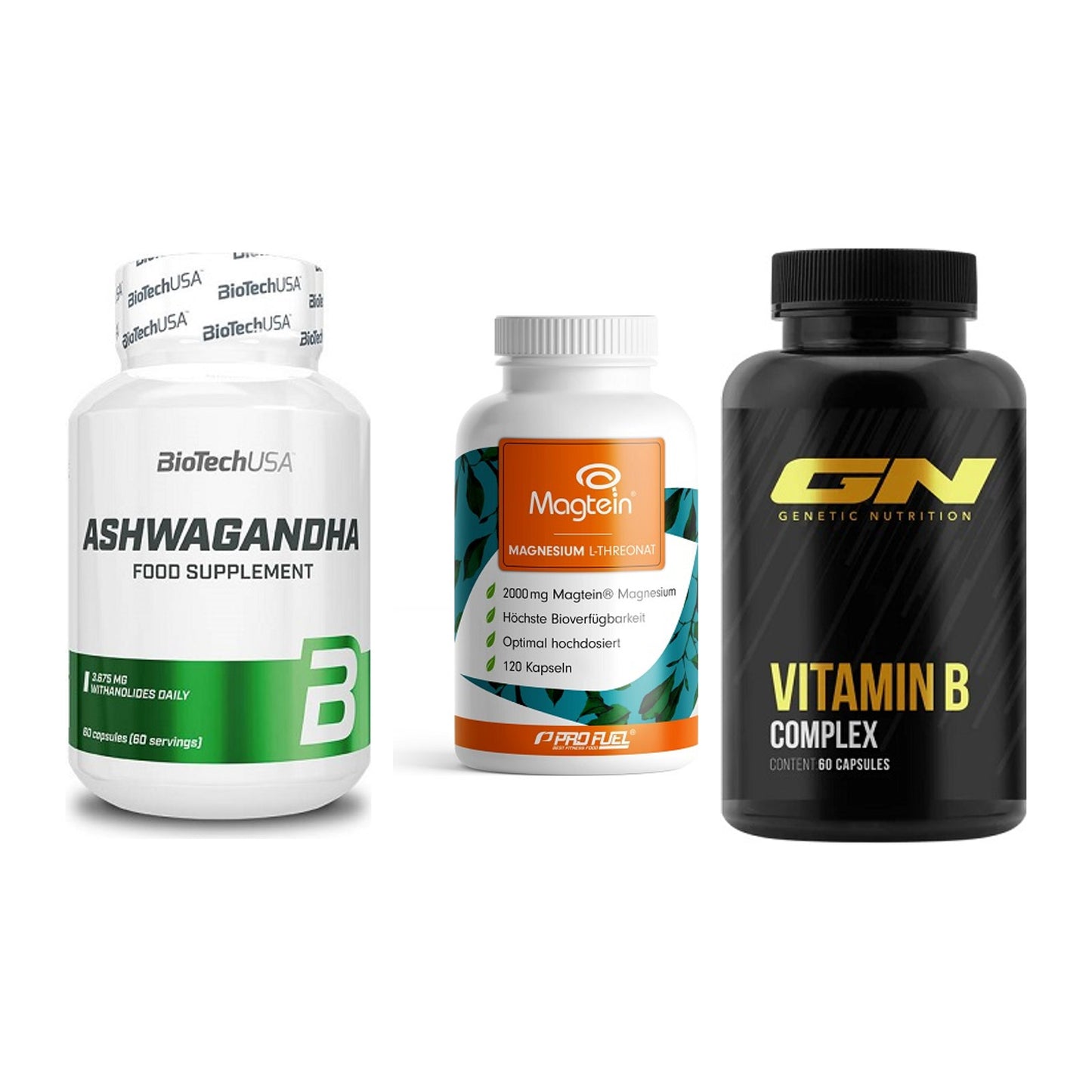 Stress & Balance: BioTech Ashwaga + ProFuel Magnesi + GN Vitamin – alle enthaltenen Artikel