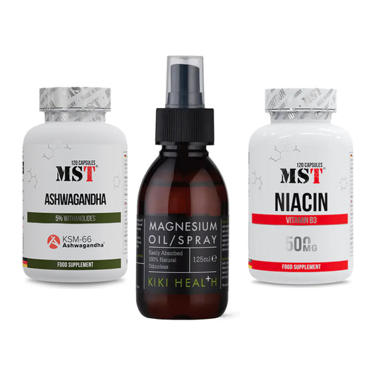 Stress & Balance: MST Ashwagandha + KIKI Health + MST Niacin – alle enthaltenen Artikel