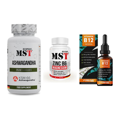 Stress & Balance: MST Ashwagandha + MST Zinc + ProFuel Vitamin – alle enthaltenen Artikel