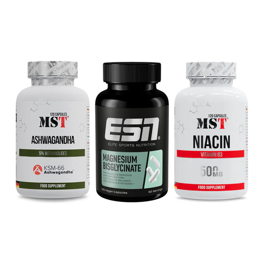 Stress & Balance: MST Ashwagandha + ESN Magnesium + MST Niacin – alle enthaltenen Artikel