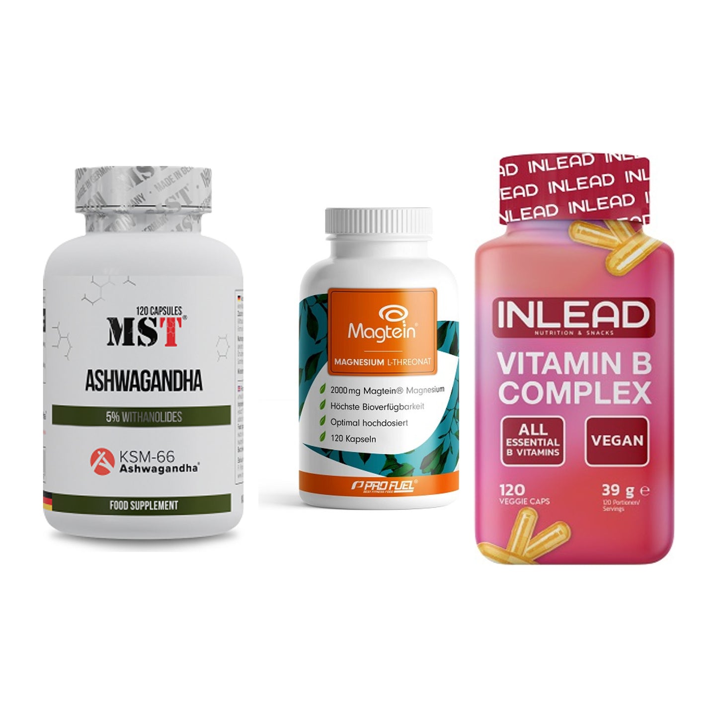 Stress & Balance: MST Ashwagandha + ProFuel Magnesi + INLEAD Vitamin – alle enthaltenen Artikel
