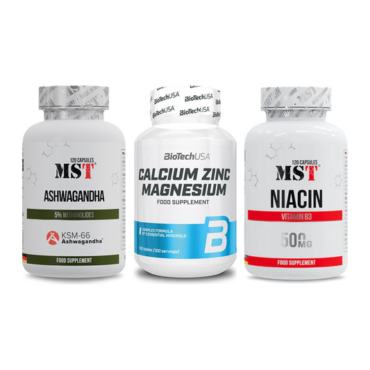 Stress & Balance: MST Ashwagandha + BioTech Calcium + MST Niacin – alle enthaltenen Artikel