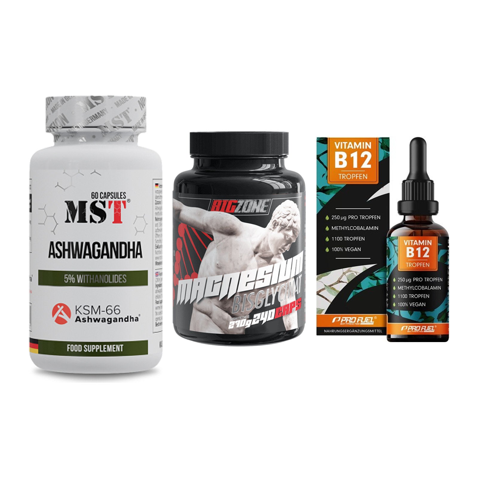 Stress & Balance: MST Ashwagandha + Big Zone + ProFuel Vitamin – alle enthaltenen Artikel