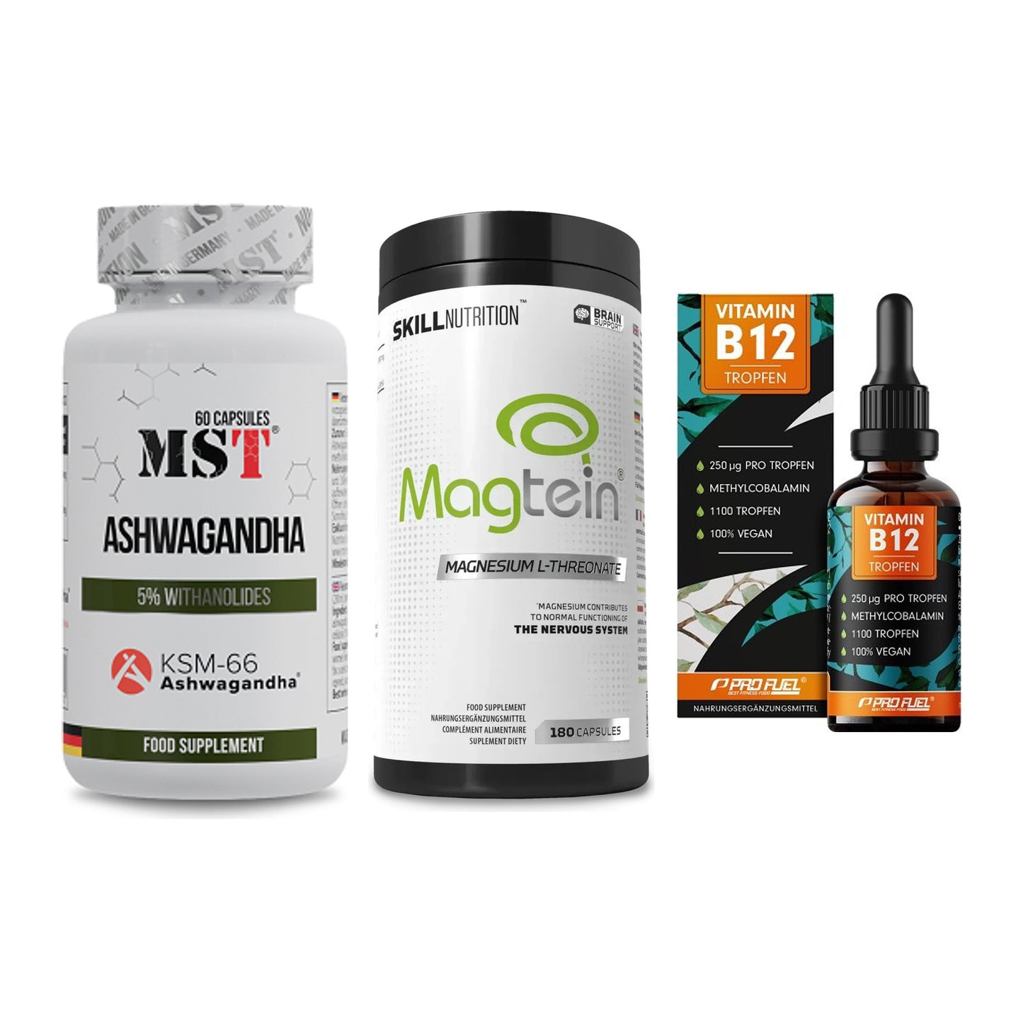 Stress & Balance: MST Ashwagandha + Skill Nutrition + ProFuel Vitamin – alle enthaltenen Artikel