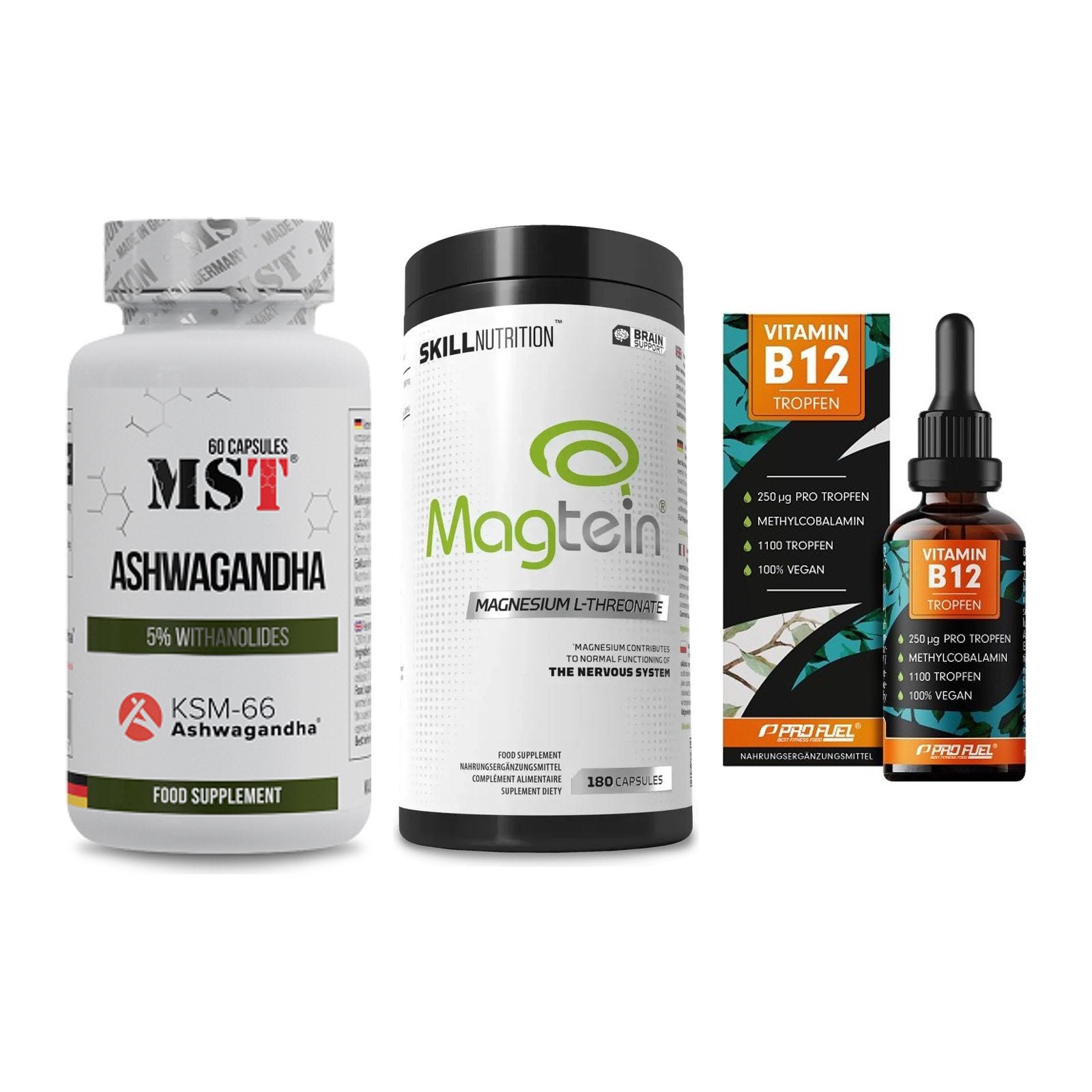 Stress & Balance: MST Ashwagandha + Skill Nutrition + ProFuel Vitamin – alle enthaltenen Artikel