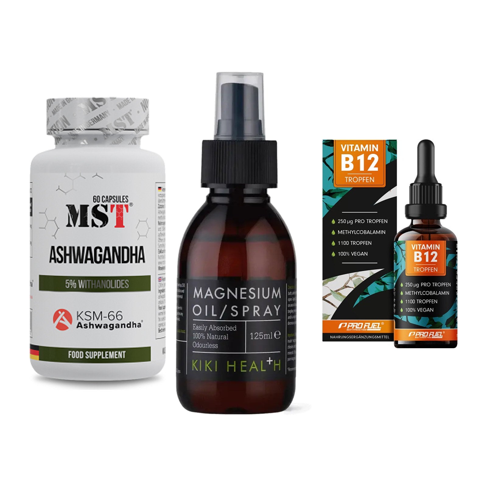 Stress & Balance: MST Ashwagandha + KIKI Health + ProFuel Vitamin – alle enthaltenen Artikel