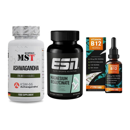 Stress & Balance: MST Ashwagandha + ESN Magnesium + ProFuel Vitamin – alle enthaltenen Artikel