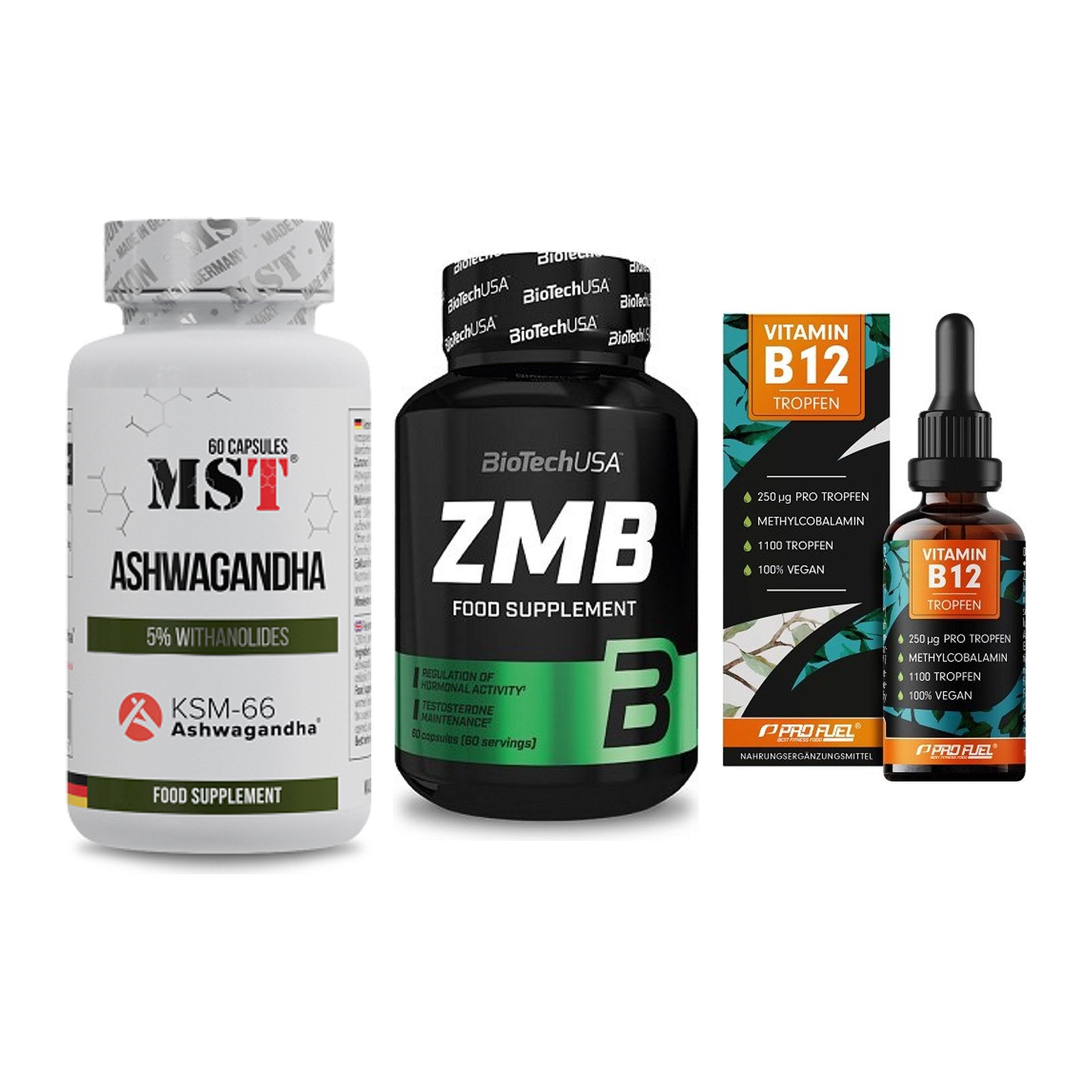 Stress & Balance: MST Ashwagandha + BioTech ZMB + ProFuel Vitamin – alle enthaltenen Artikel