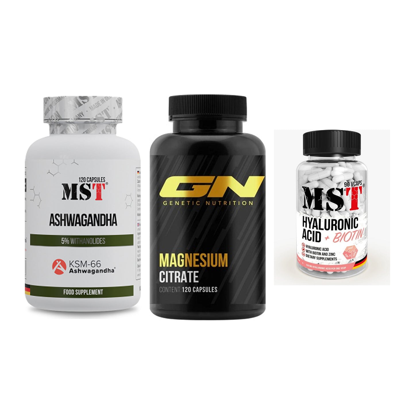 Stress & Balance: MST Ashwagandha + GN Magnesium + MST Hyaluronic – alle enthaltenen Artikel