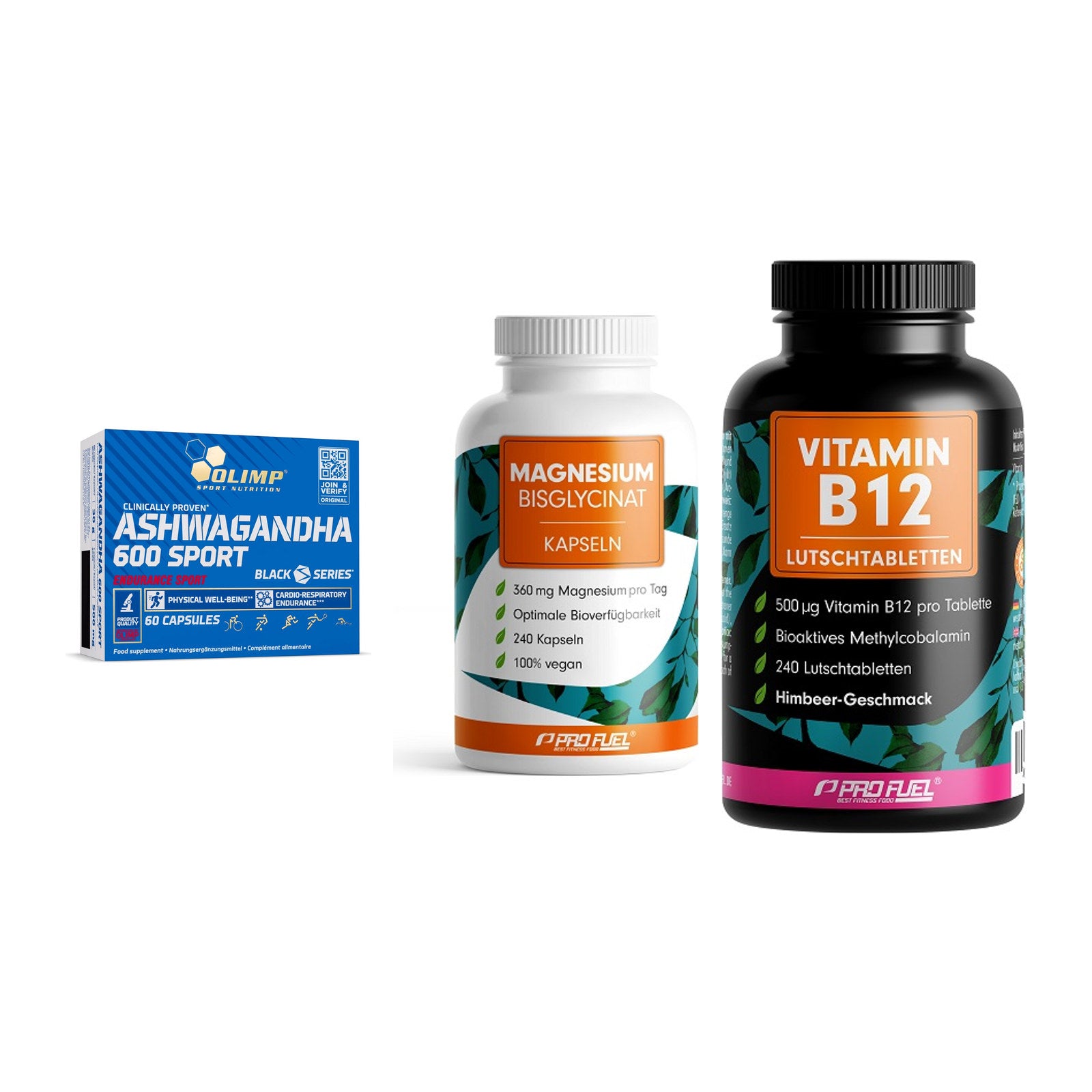 Stress & Balance: Olimp Ashwagand + ProFuel Magnesi + ProFuel Vitamin – alle enthaltenen Artikel