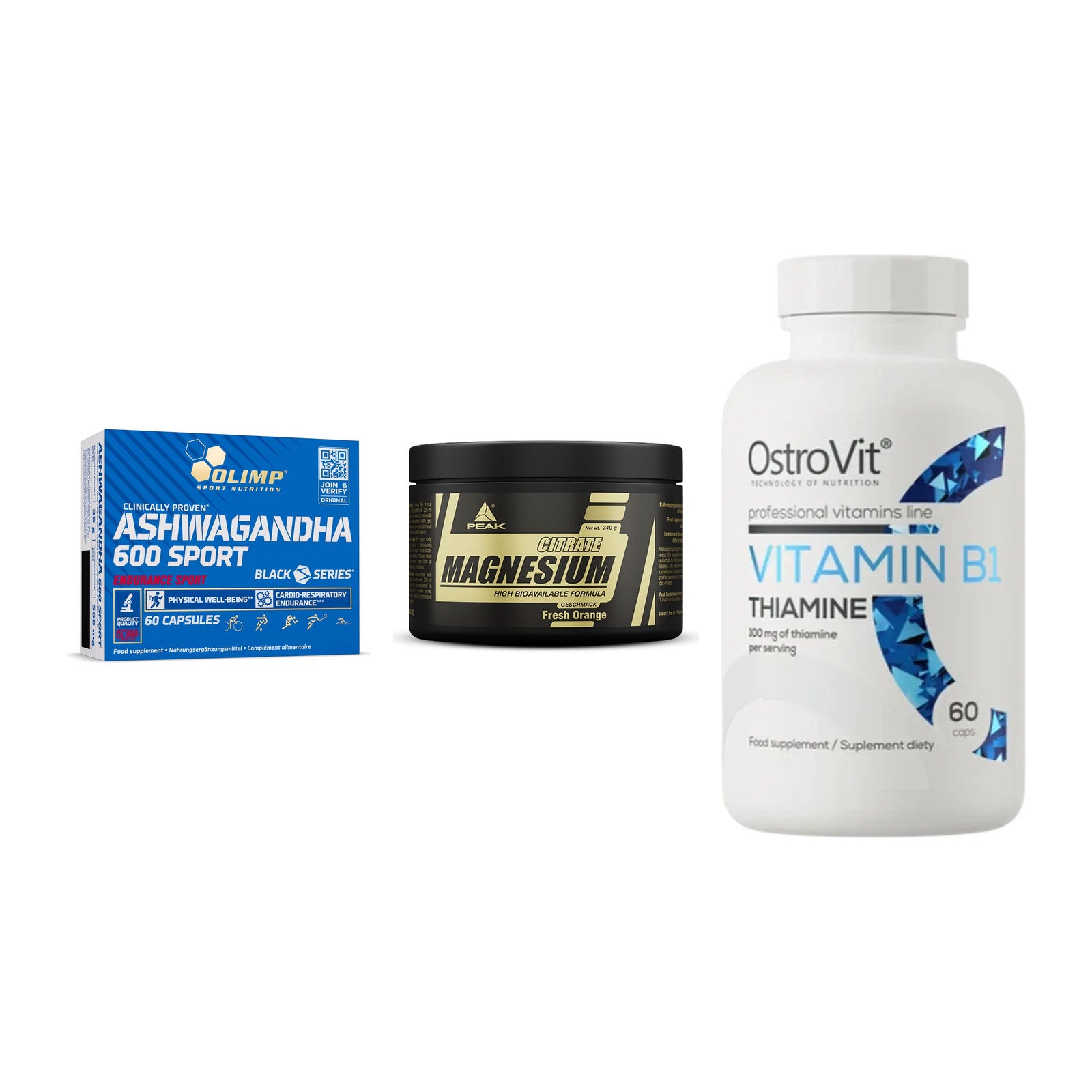 Stress & Balance: Olimp Ashwagand + Peak Magnesium + Ostrovit – alle enthaltenen Artikel
