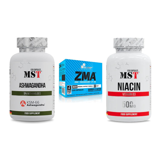 Stress & Balance: MST Ashwagandha KSM-66 + Olimp ZMA + MST Niacin – alle enthaltenen Artikel