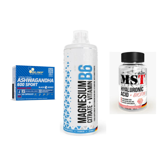 Stress & Balance: Olimp Ashwagand + MST Magnesium + MST Hyaluronic – alle enthaltenen Artikel