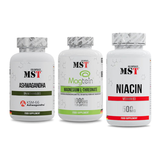 Stress & Balance: MST Ashwagandha + MST Magnesium + MST Niacin – alle enthaltenen Artikel