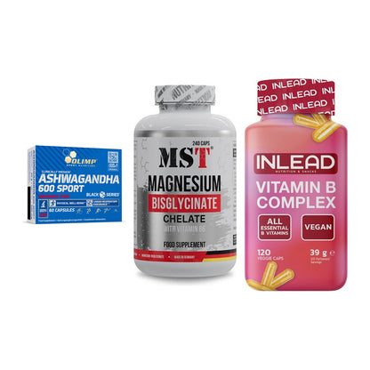 Stress & Balance: Olimp Ashwagand + MST Magnesium + INLEAD Vitamin – alle enthaltenen Artikel