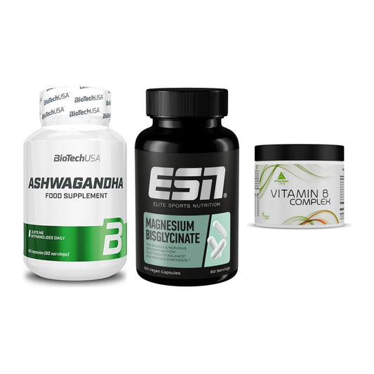 Stress & Balance: BioTech Ashwaga + ESN Magnesium + Peak Vitamin B – alle enthaltenen Artikel