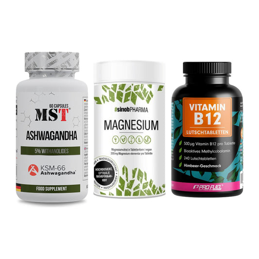 Stress & Balance: MST Ashwagandha + Sinob Magnesium + ProFuel Vitamin – alle enthaltenen Artikel