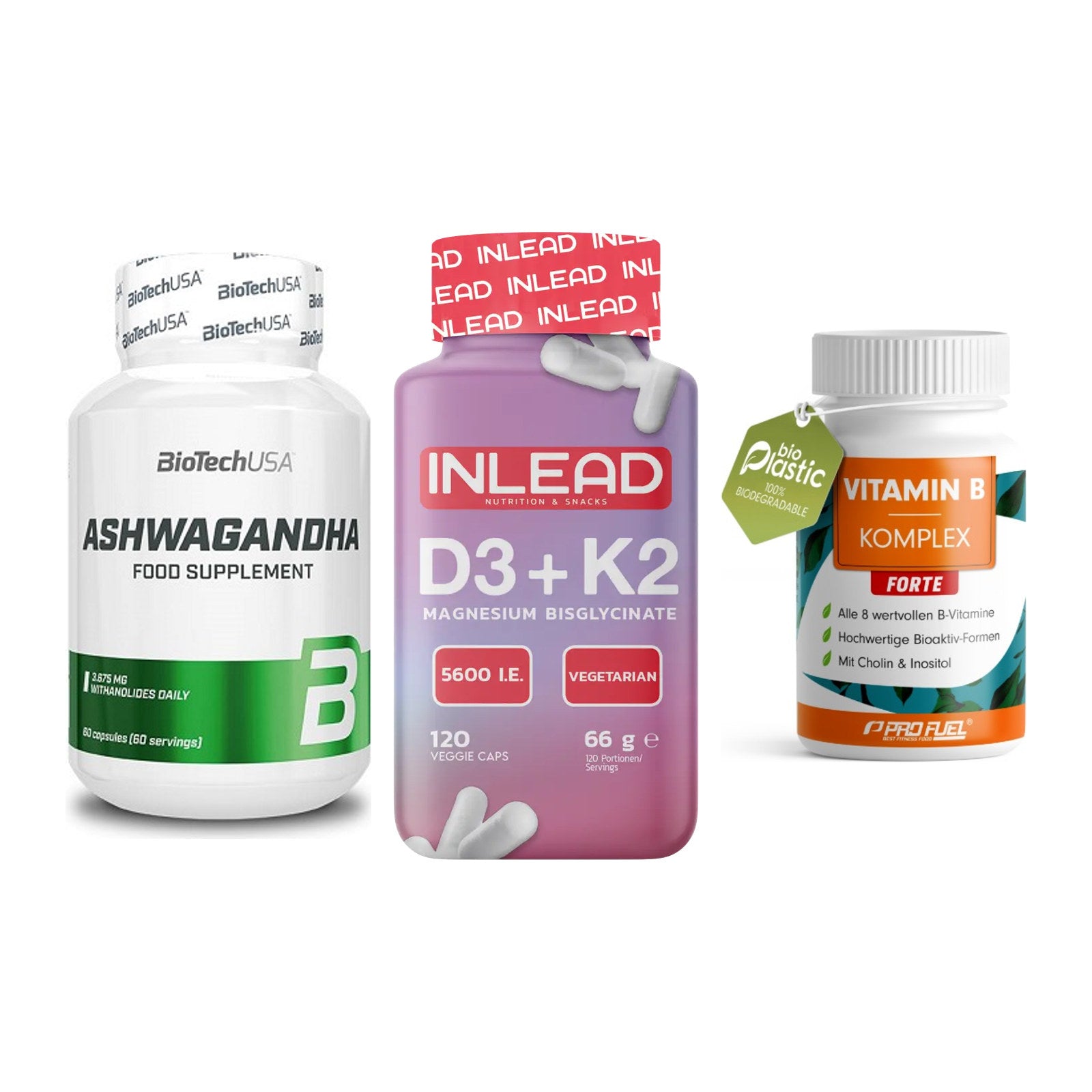 Stress & Balance: BioTech Ashwaga + INLEAD Vitamin + ProFuel Vitamin – alle enthaltenen Artikel