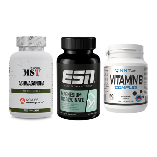 Stress & Balance: MST Ashwagandha + ESN Magnesium + NNT Vitamin B – alle enthaltenen Artikel