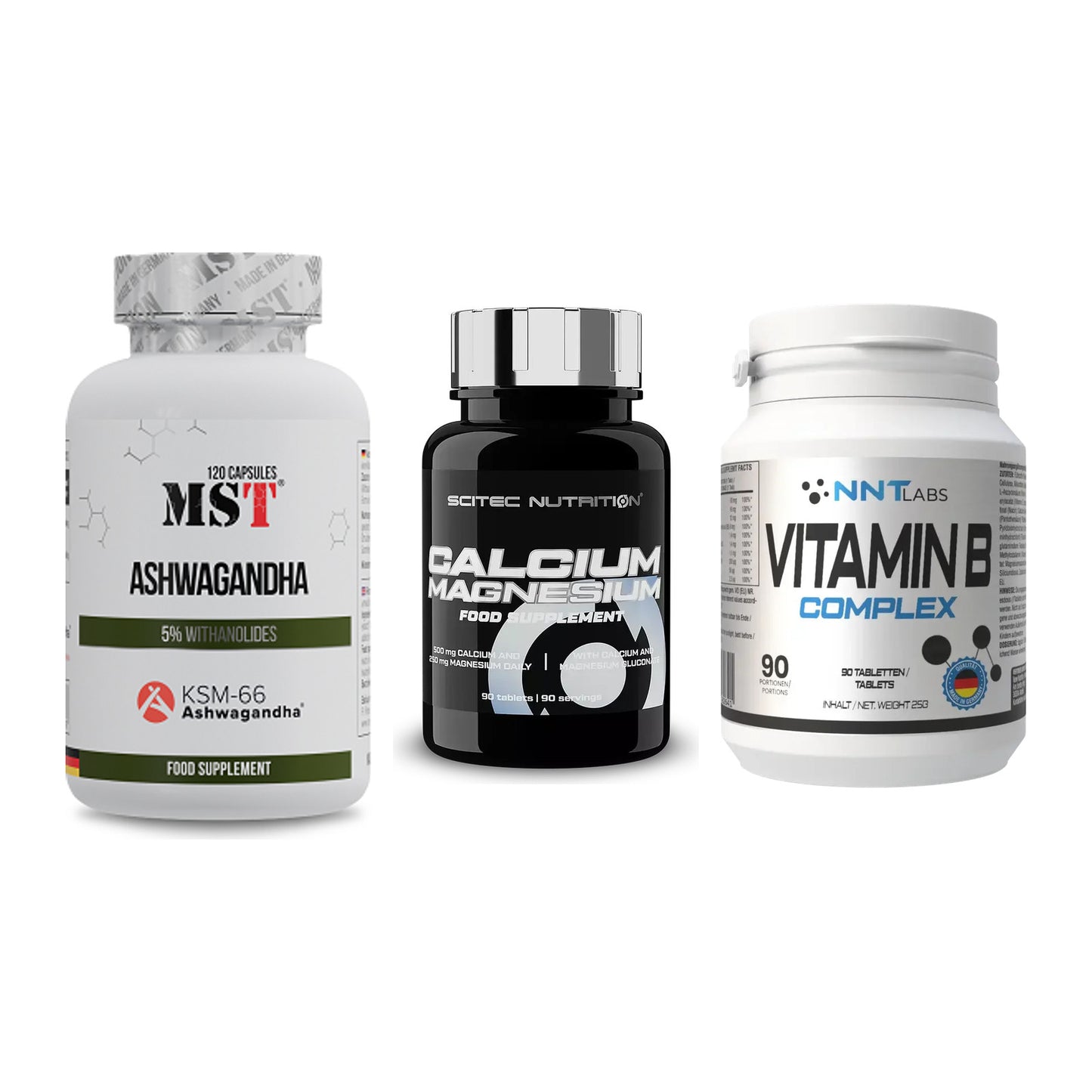 Stress & Balance: MST Ashwagandha + Scitec Calcium + NNT Vitamin B – alle enthaltenen Artikel