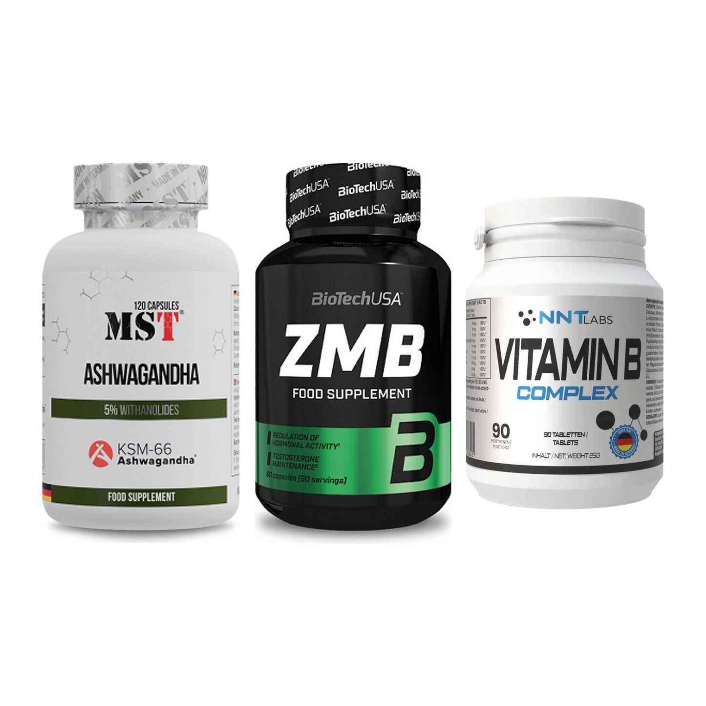 Stress & Balance: MST Ashwagandha + BioTech ZMB + NNT Vitamin B – alle enthaltenen Artikel