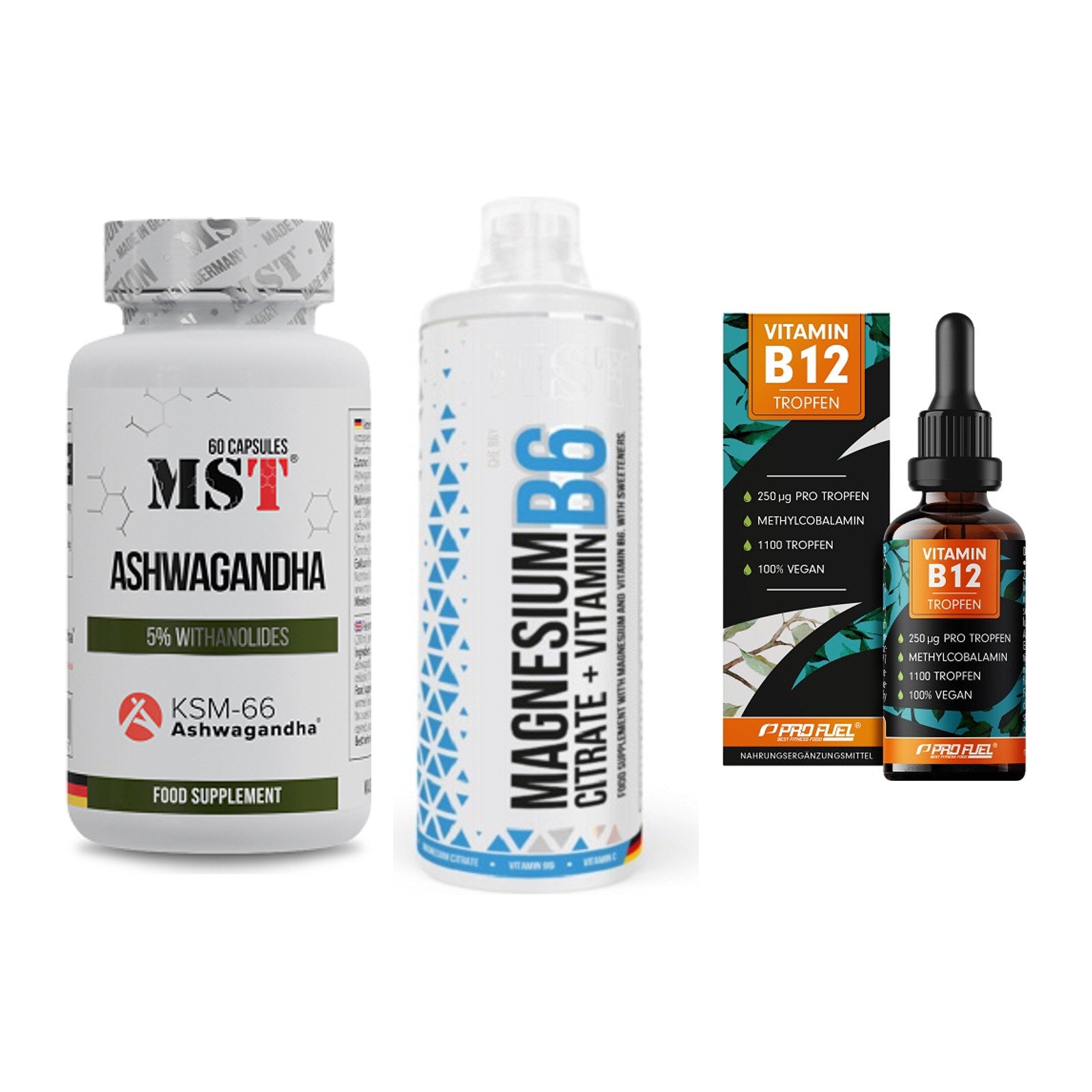 Stress & Balance: MST Ashwagandha + MST Magnesium + ProFuel Vitamin – alle enthaltenen Artikel